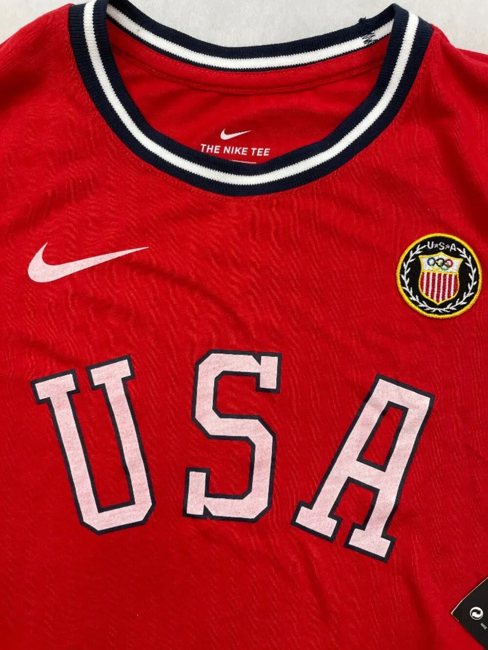 Nike USA Olympic Heritage Sports Soccer Red Ringer T-shirt Women's S NEW